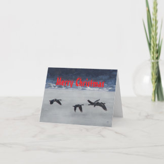 Cartão De Agradecimento B48 Geese Over Frozen River Christmas Card