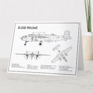 Cartão De Agradecimento B-25B Mitchell Doolittle - Airplane Blueprint BD