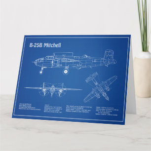Cartão De Agradecimento B-25B Mitchell Doolittle - Avião Blueprint AD