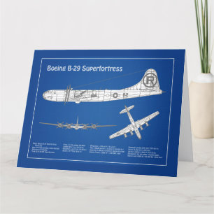 Cartão De Agradecimento B-29 Superfortaleza - Planos de Impressão de Avião
