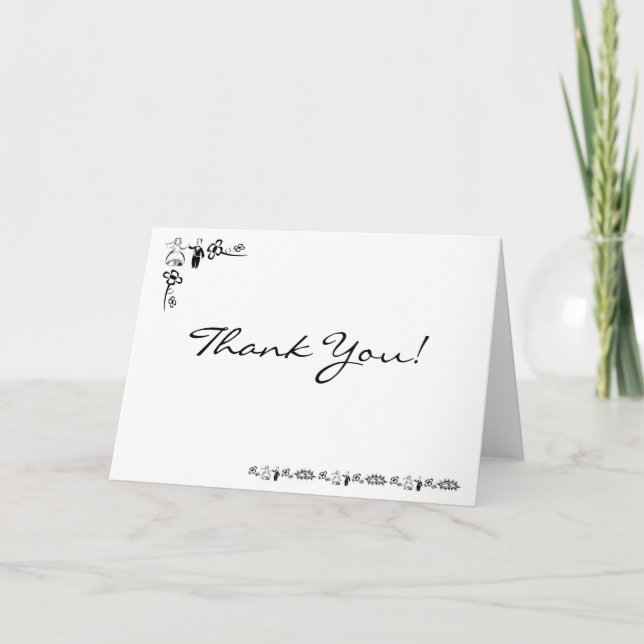 Cartão De Agradecimento B&W Wedding Thank You Card (Frente)