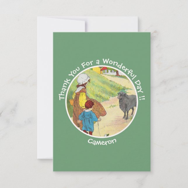 Cartão De Agradecimento Baa, Baa, Coleção de Festas de aniversário de Ovin (Frente)