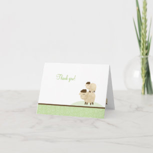 Cartão De Agradecimento Baa Baa Sheep Neutral Green Folded Thank you notes