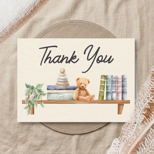 Cartão De Agradecimento Baby Books and Brunch Neutral Baby Shower (Books and Brunch Baby Shower Thank You Card)