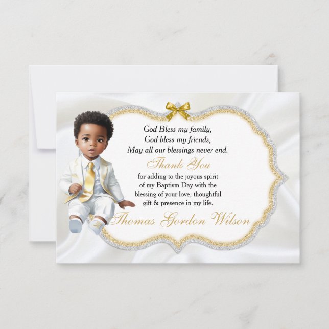 Cartão De Agradecimento Baby Boy Baptism Comunhão Obrigado (Frente)