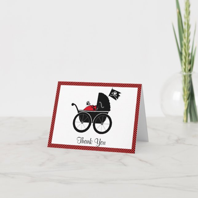 Cartão De Agradecimento baby carriage red, Thank You card (Frente)
