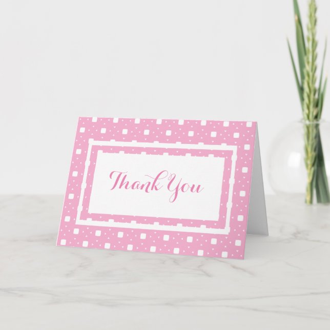 Cartão De Agradecimento Baby Girl Pink Patterned Thank You Card (Frente)