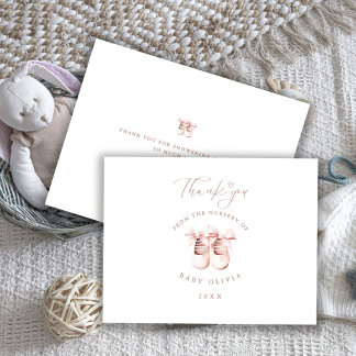 Cartão De Agradecimento Baby Girl Shoes The Nursery of Kids Thank You 