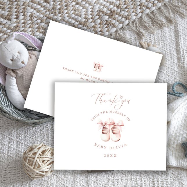 Cartão De Agradecimento Baby Girl Shoes The Nursery of Kids Thank You  (Criador carregado)
