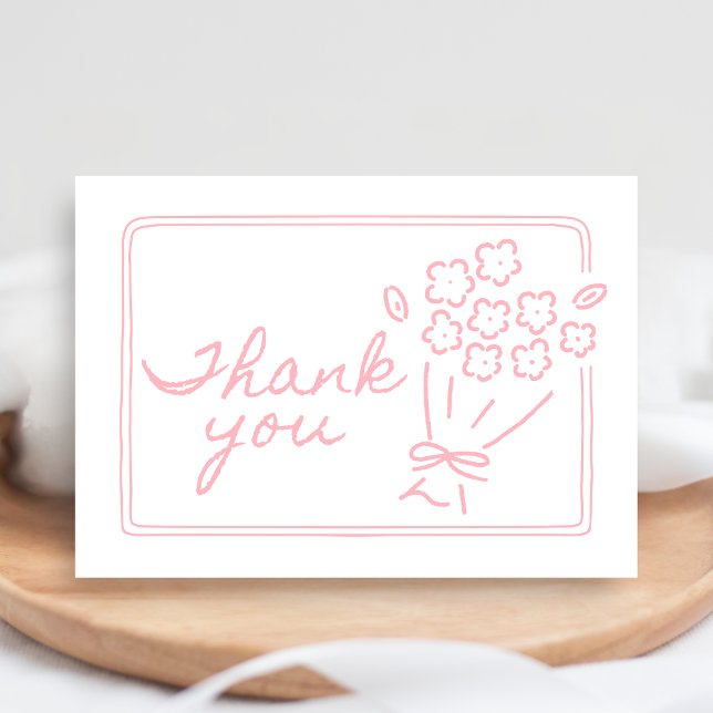 Cartão De Agradecimento Baby In Bloom Baby Shower (Hand Drawn Baby in Bloom Baby Shower Thank You Card)