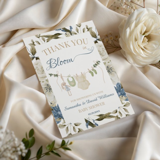 Cartão De Agradecimento Baby in Bloom Botanical Clothesline Floral (Criador carregado)