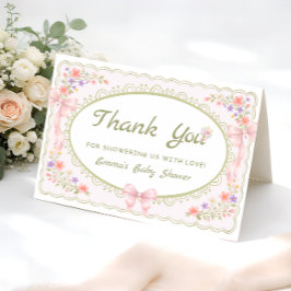 Cartão De Agradecimento Baby in Bloom Bow Baby Shower Thank You Card