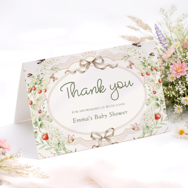Cartão De Agradecimento Baby in Bloom Rustic Baby Shower Thank You Card (Criador carregado)