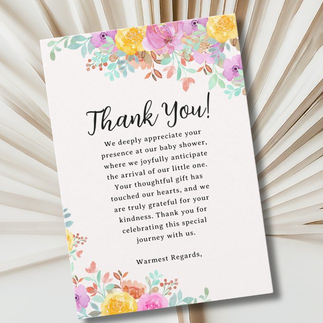 Cartão De Agradecimento Baby in Bloom Wildflowers Floral Baby Shower (Criador carregado)