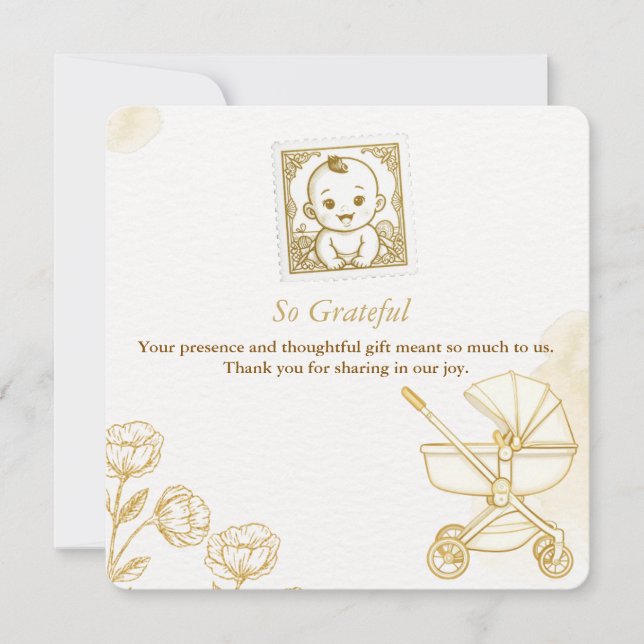 Cartão De Agradecimento Baby Invitation - Cute Stamp (Frente)