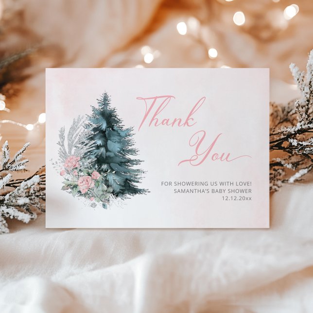 Cartão De Agradecimento Baby its cold outside Pink Silver  (Criador carregado)