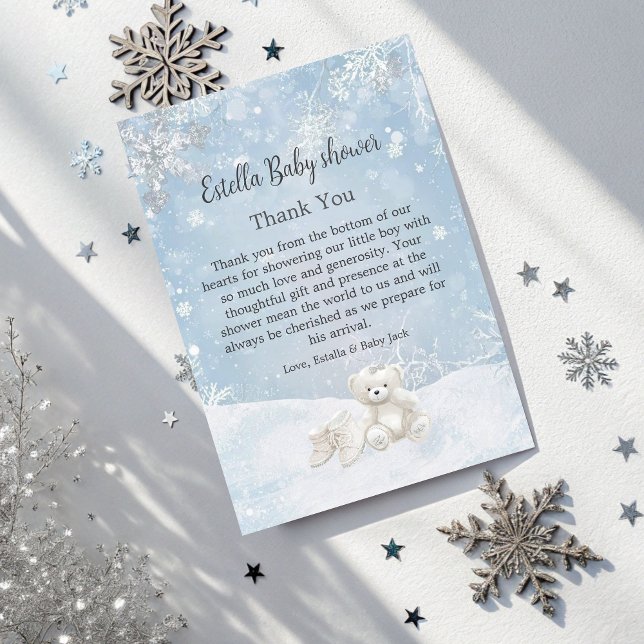 Cartão De Agradecimento Baby, It's Cold Outside Teddy Bear Winter Thanks (Criador carregado)