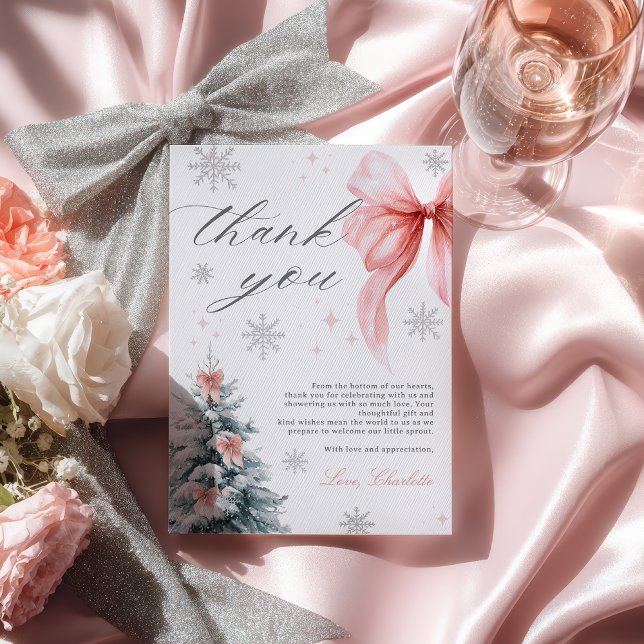 Cartão De Agradecimento Baby it's cold outside Winter Girl Baby Shower (Baby it's cold outside Winter Girl Baby Shower Thank You Card)