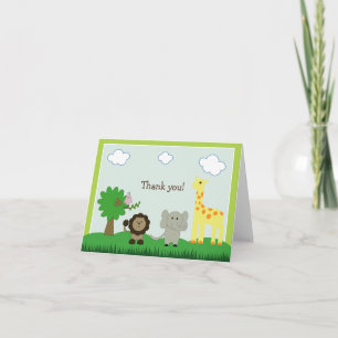 Cartão De Agradecimento Baby Photo Zoo Animal Thank You Card (lime green)