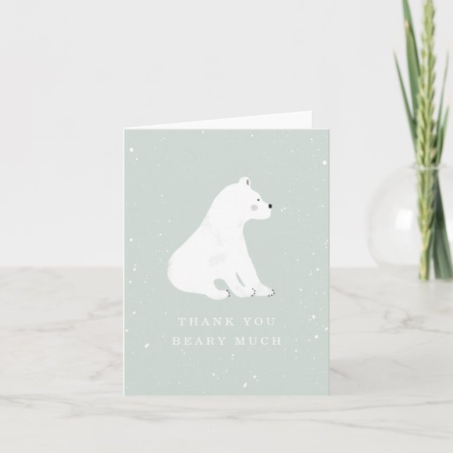 Cartão De Agradecimento Baby Polar Bear Blue Winter Baby Shower Thank You (Frente)