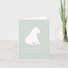 Cartão De Agradecimento Baby Polar Bear Blue Winter Baby Shower Thank You