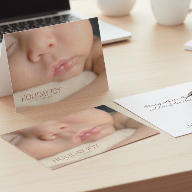 Cartão De Agradecimento Baby’s First Christmas Holiday Joy Photo Christmas (Criador carregado)