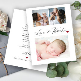 Cartão De Agradecimento Baby shower 3 photo collage love and thanks script