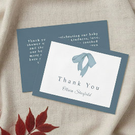 Cartão De Agradecimento Baby Shower  for Boy – Blue Bow , Customizable 