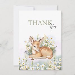 Cartão De Agradecimento Baby shower invitations with an adorable fawn.