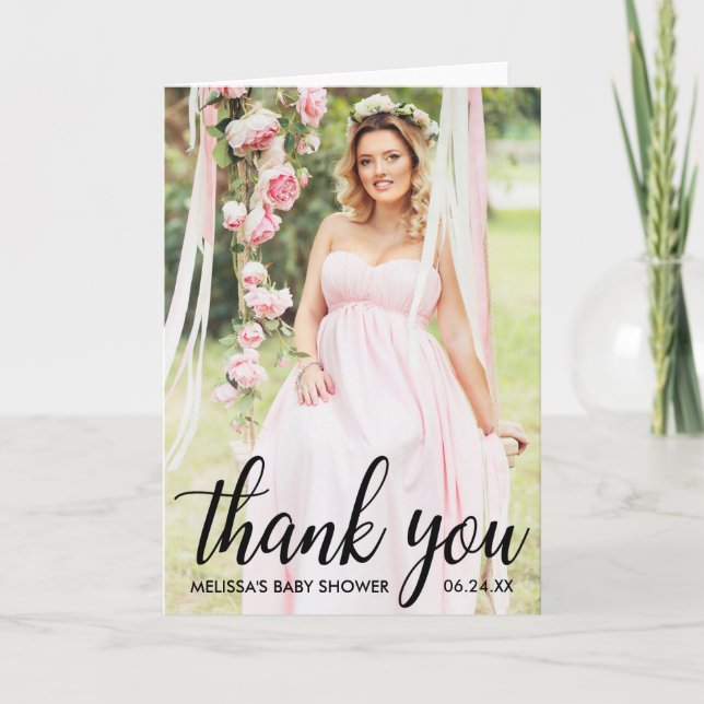 Cartão De Agradecimento Baby Shower Modern Thank You Photo Fold Card (Frente)