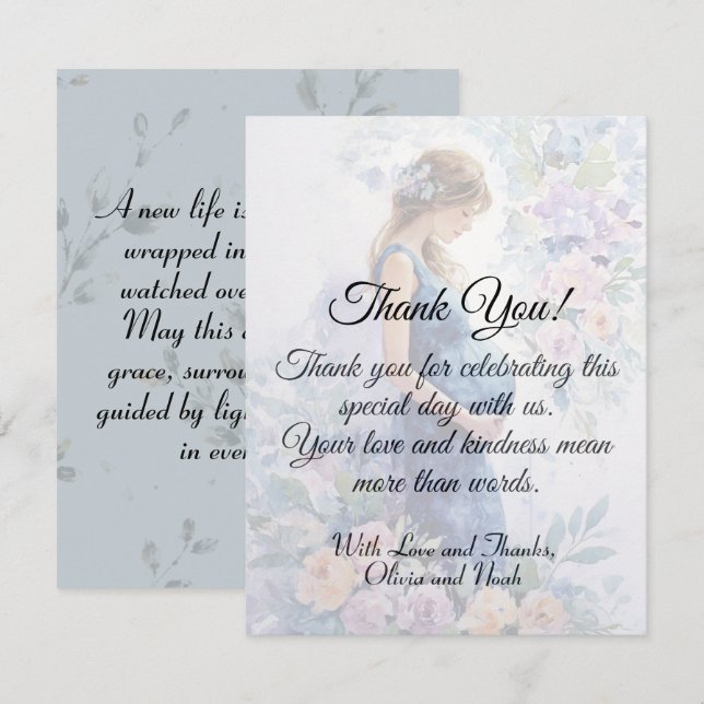 Cartão De Agradecimento Baby Shower Thank You Card (Frente/Verso)
