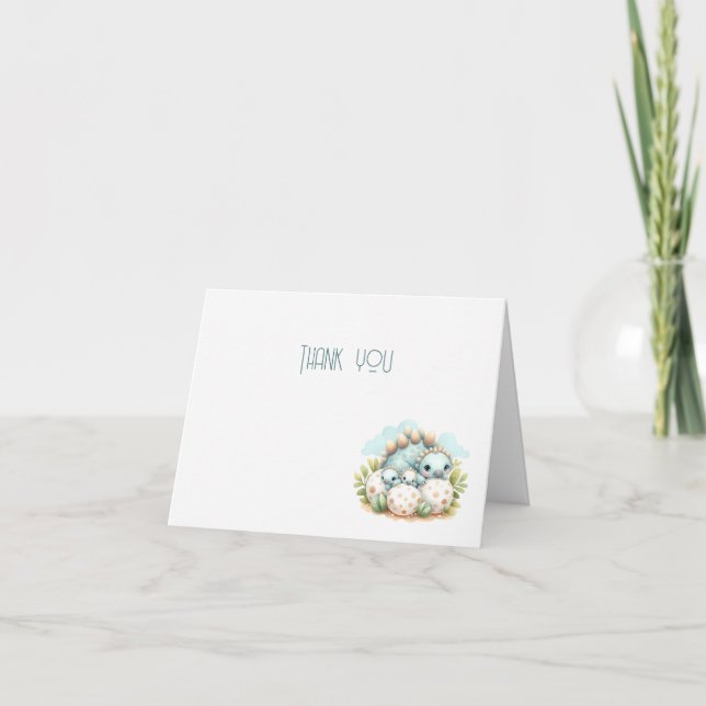 Cartão De Agradecimento Baby Shower Thank You Card Dinosaur Dino Mite (Frente)