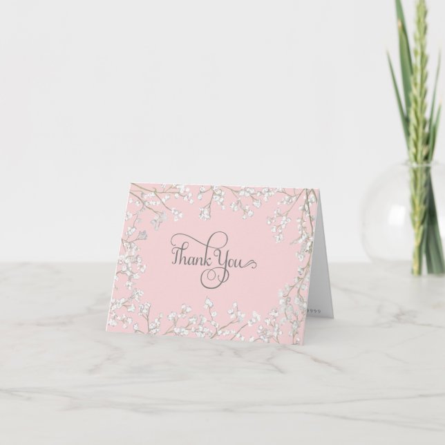 Cartão De Agradecimento Baby Shower Thank You Stationery Baby's Breath (Frente)