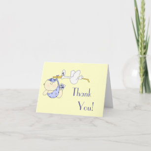 Cartão De Agradecimento Baby Shower Thank You+Stork and Baby Boy