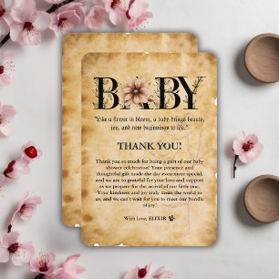 Cartão De Agradecimento Baby Vintage Chá de fraldas de Monograma Floral