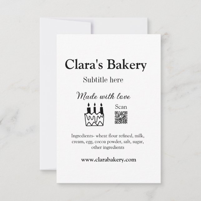 Cartão De Agradecimento Bagaço de padaria adiciona ingredientes feitos com (Frente)