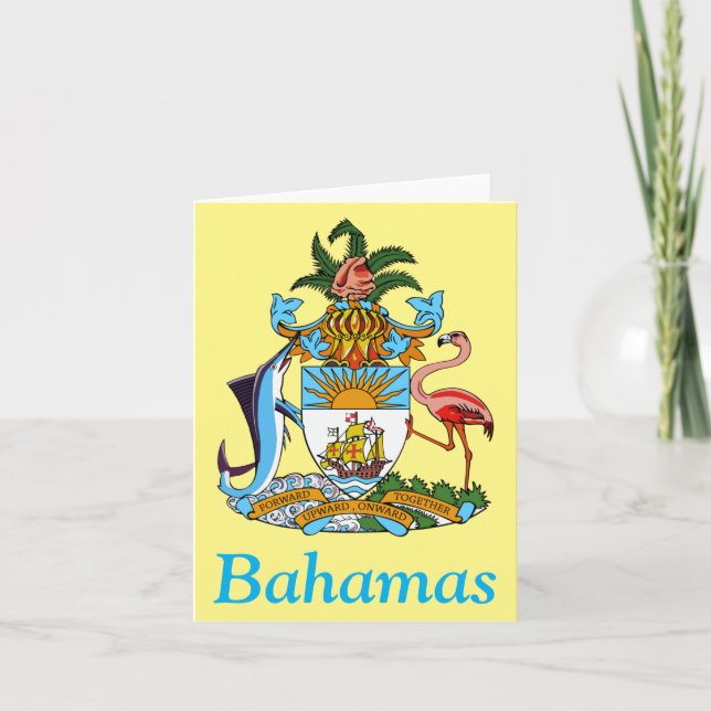Cartão De Agradecimento Bahamas com Brasão de Armas (Paraíso do Caribe) (Frente)