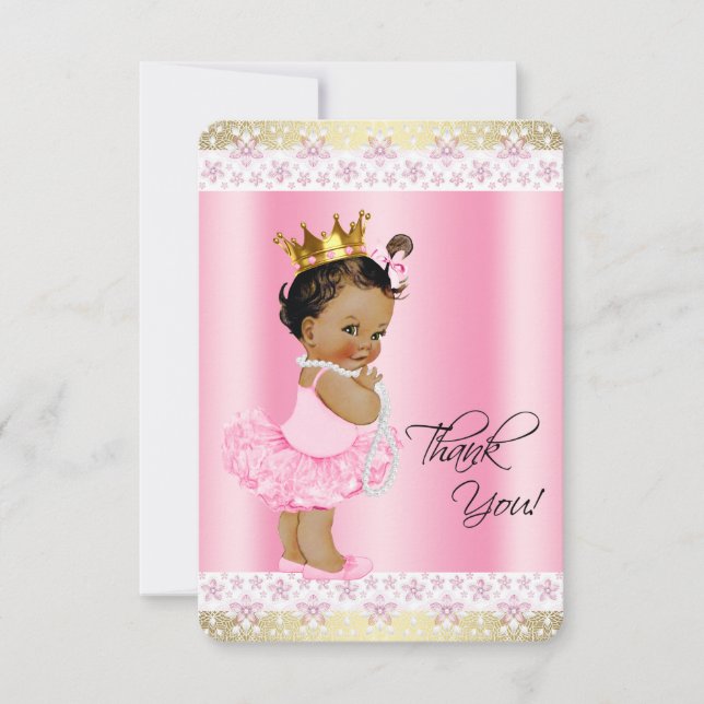 Cartão De Agradecimento Bailarina Étnica Tutu Menina Bebê Obrigada (Frente)