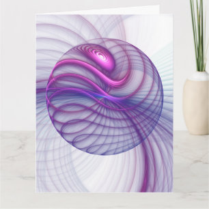Cartão De Agradecimento Balanço Moderno Arte Fractal Abstrata Rosa