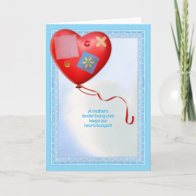 Cartão De Agradecimento Balão Cardíaco TLC da Mãe (Frente)