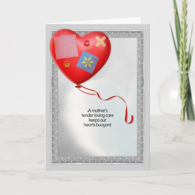 Cartão De Agradecimento Balão Cardíaco TLC da Mãe (Frente)