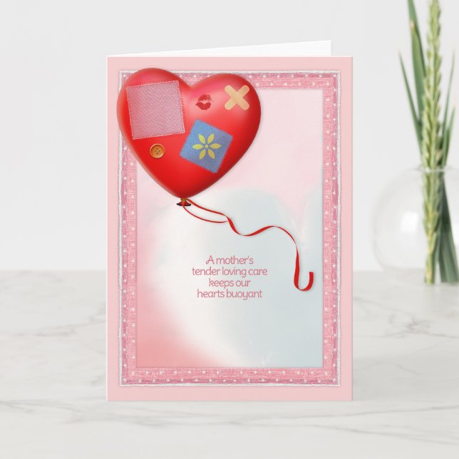 Cartão De Agradecimento Balão Cardíaco TLC da Mãe (Frente)