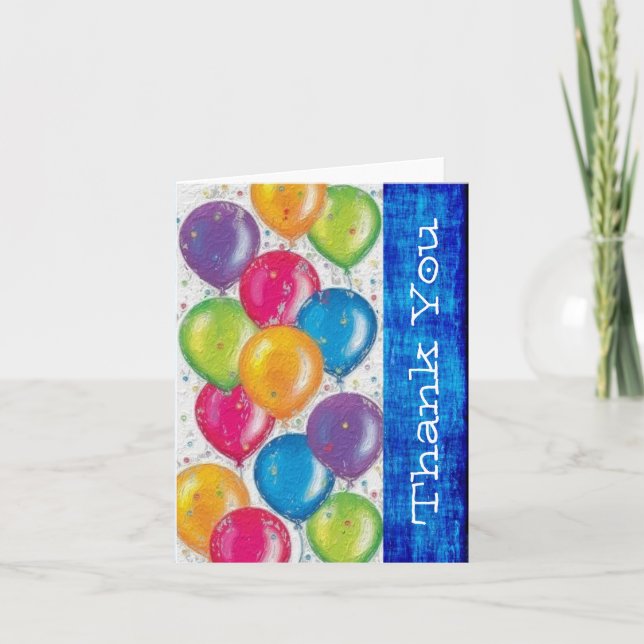 Cartão De Agradecimento Balão de Aniversário (Frente)