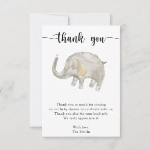 Cartão De Agradecimento Balão de aquarela elefante obrigado