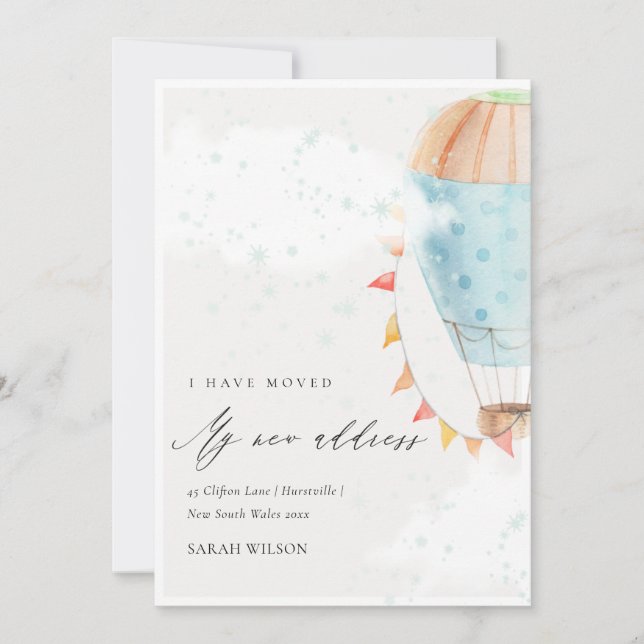 Cartão De Agradecimento Balão de Ar Quente Bonito - Estrelo de Nuvens de A (Frente)