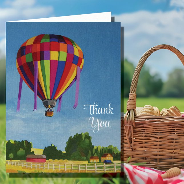Cartão De Agradecimento Balão de Ar Quente Colorido (Criador carregado)