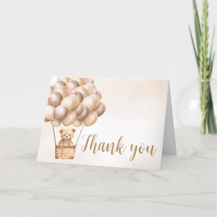 Cartão De Agradecimento Balão de Ar Quente do Urso Castanho