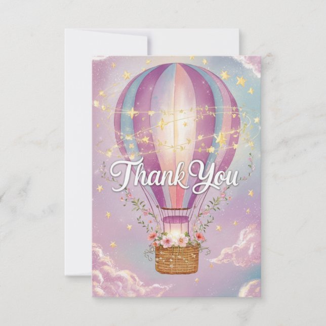 Cartão De Agradecimento Balão de Ar Quente Quente Encantado (Frente)