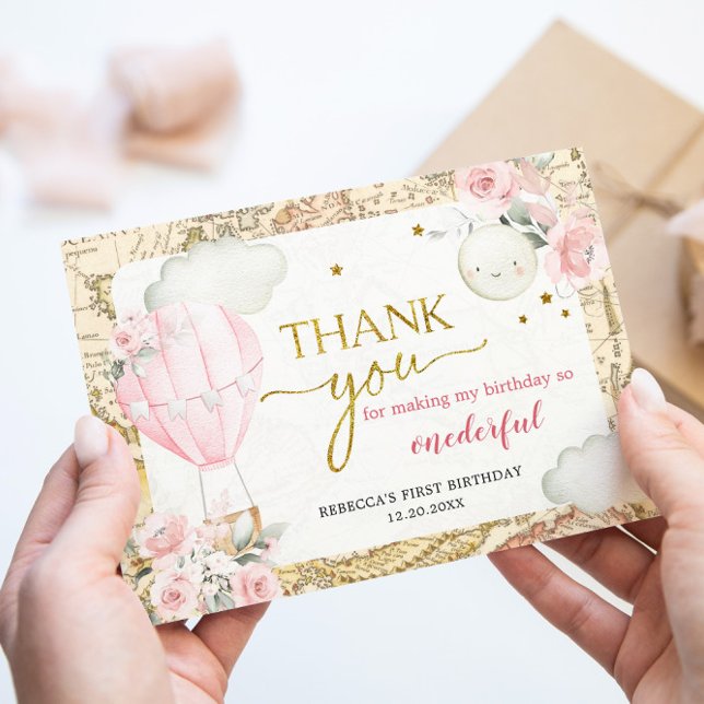 Cartão De Agradecimento Balão de Ar Rosa Não é um aniversário maravilhoso? (Criador carregado)