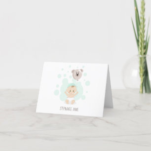Cartão De Agradecimento Balão de Bebê e Urso Doce